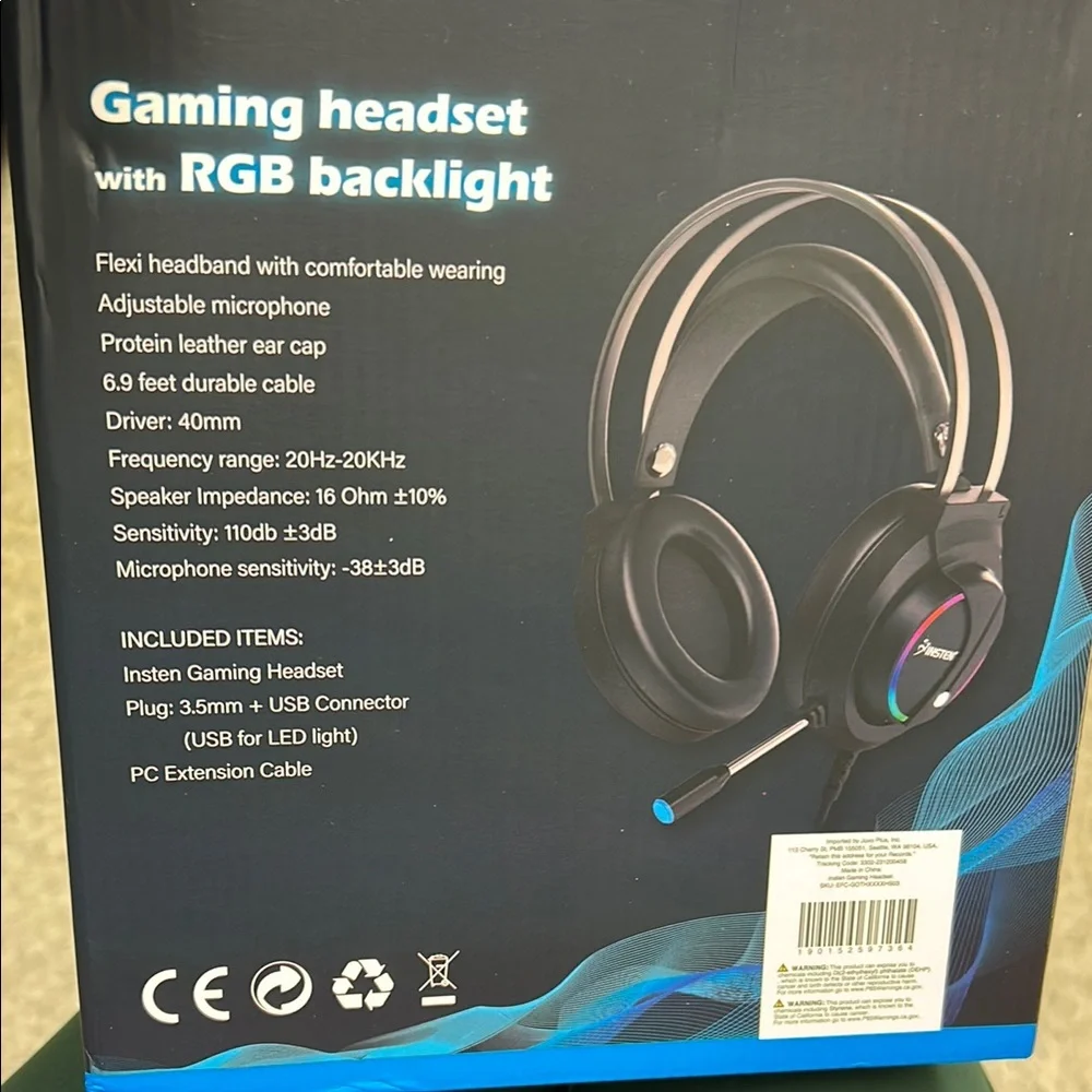 Black Gaming Headset with RGB Backlight